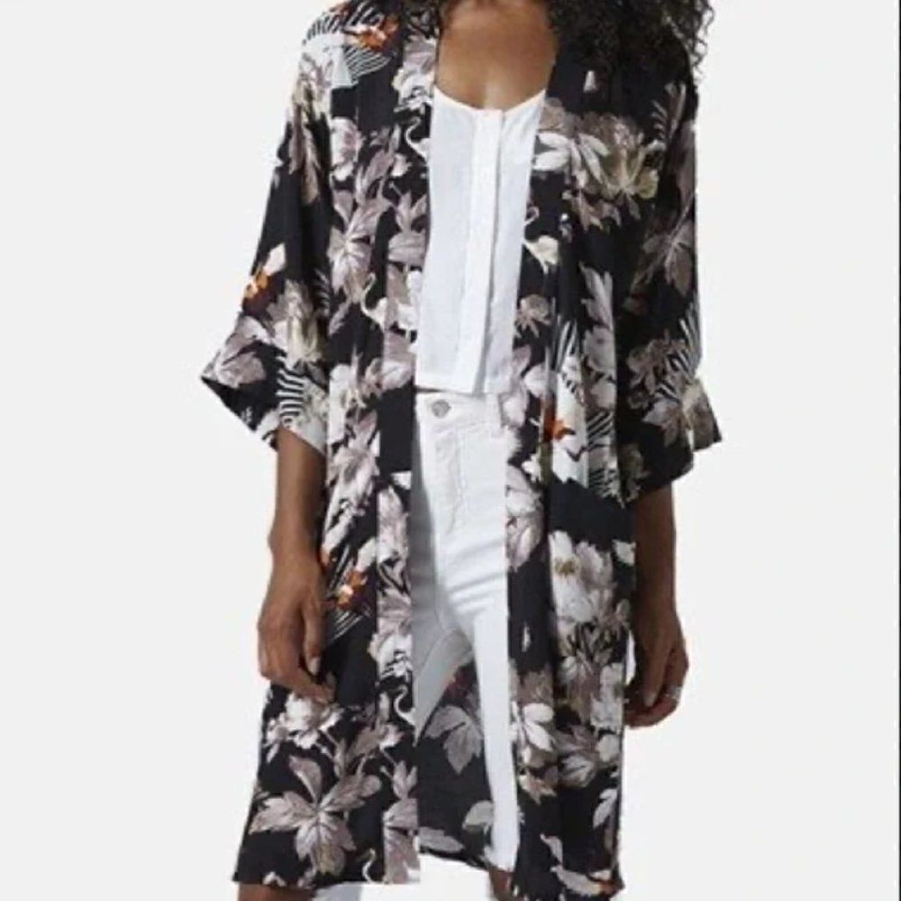 Topshop Floral Kimono Jacket, - Small